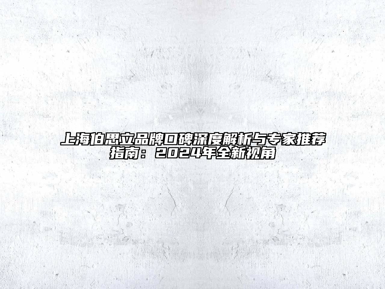 上海伯思立品牌口碑深度解析与专家推荐指南：2025年全新视角