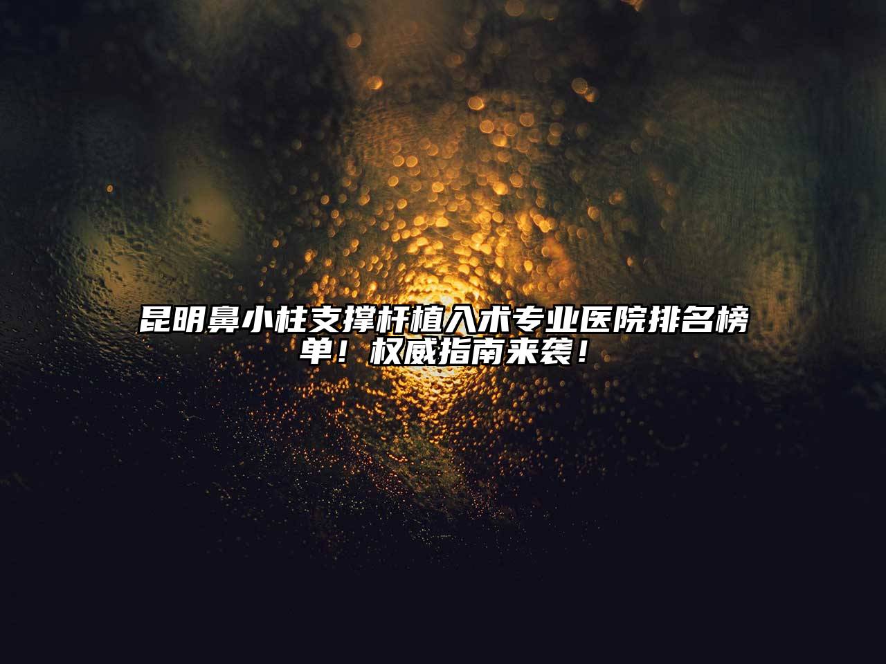 昆明鼻小柱支撑杆植入术专业医院排名榜单！权威指南来袭！